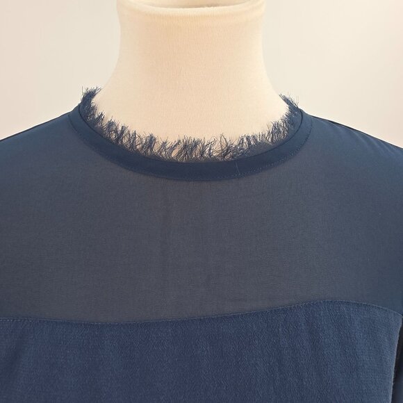 Womens H&M Sheer Long Sleeve Blouse With Frayed Edges - Picture 4 of 9